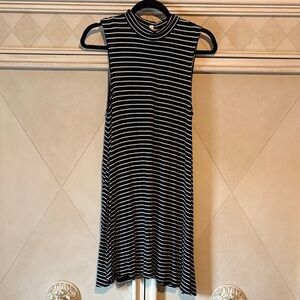 La Hearts Black and White Striped Mini Dress